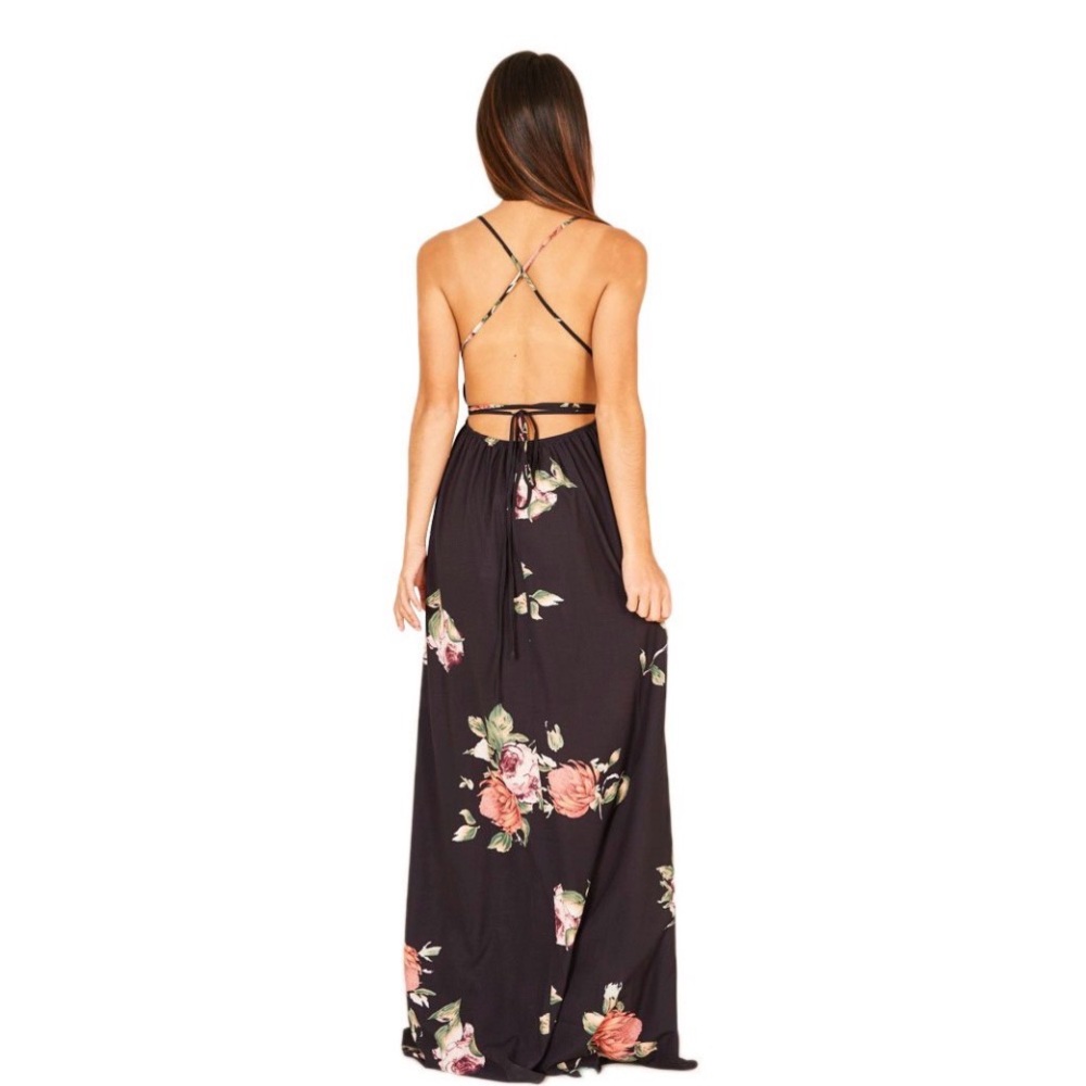 Showpo Designed in Australia Floral Maxi Halter Dress with Slit - Picture 3 of 8